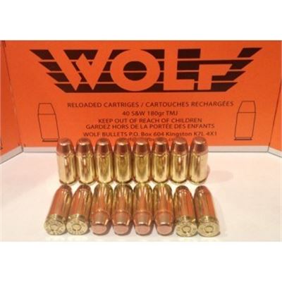 Wolf  40 S&W  180gr  TMJ - No Lead Primers