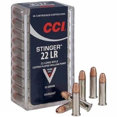 ✰ CCI Stinger .22 LR  32 Grain Copper Plated Hollow Point  50 pack