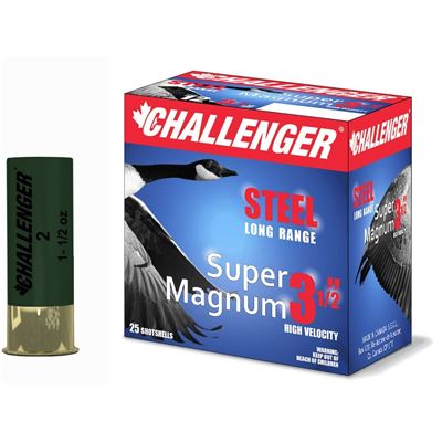 CHALLENGER  12 GAUGE  3-1/2"   # 2  STEEL 1-1/2 OZ LONG RANGE MAGNUM HV 25 PACK