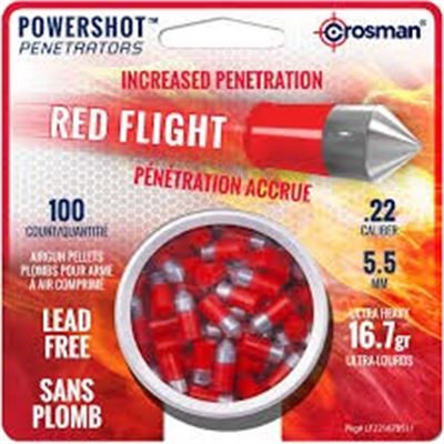 CROSMAN RED FLIGHT PENETRATERS  .22 CAL   16.7 GR LEAD FREE  100 CT