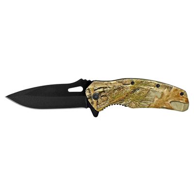 4.5" Spring Assisted Hunter's Folding Pocket Knife - Woodland Camo
