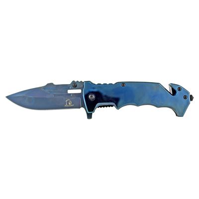 4.63" Stainless Steel Refractor Folding Pocket Knife - Blue