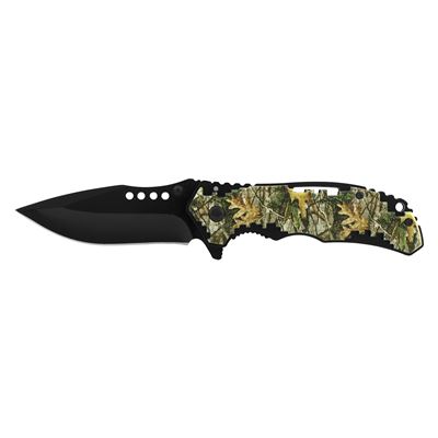 4.5" Hi Tech Grip Folding Pocket Knife - Woodland Leaf Camo