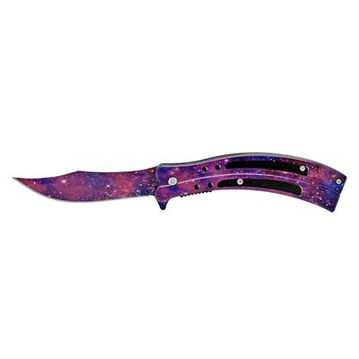 4.63" Spring Assisted Faux Butterfly Style Knife - Galaxy