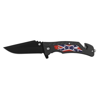 4.75" Emergency Rescue Folding Pocket Knife - Confederate Flag